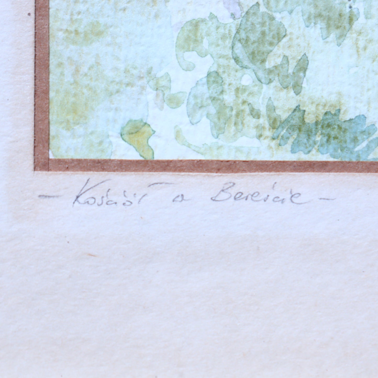Artistic signature on a textured paper with watercolor elements