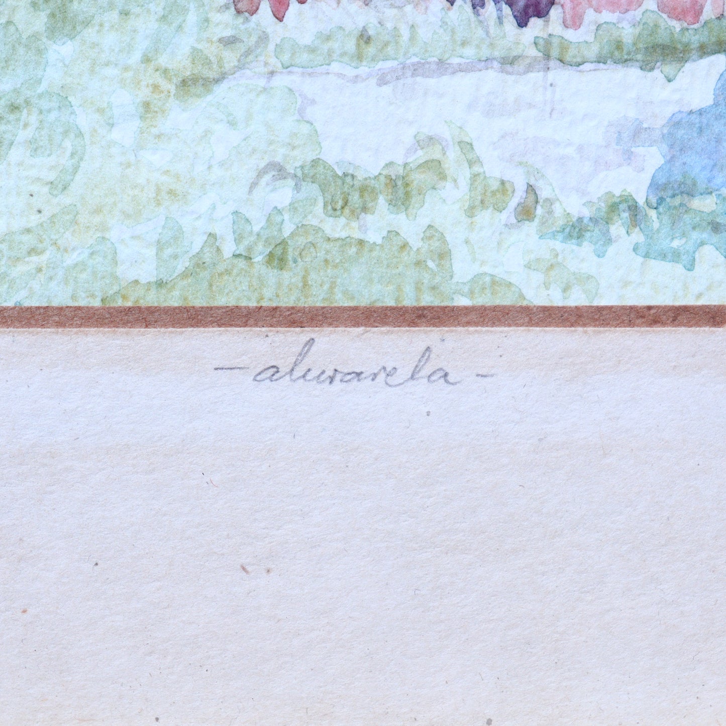 Marbled paper with a signature and watercolor border