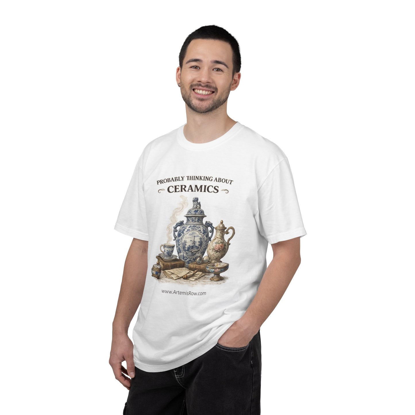 Probably Thinking About Ceramics T-Shirt — Vintage Teapot & Pottery Graphic Tee