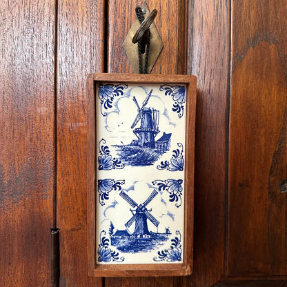 Framed Dutch Ceramic Tile – Windmill Scene