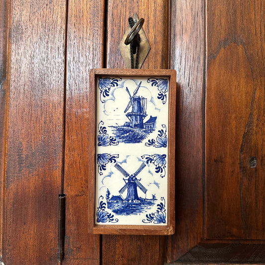 Framed Dutch Ceramic Tile – Windmill Scene