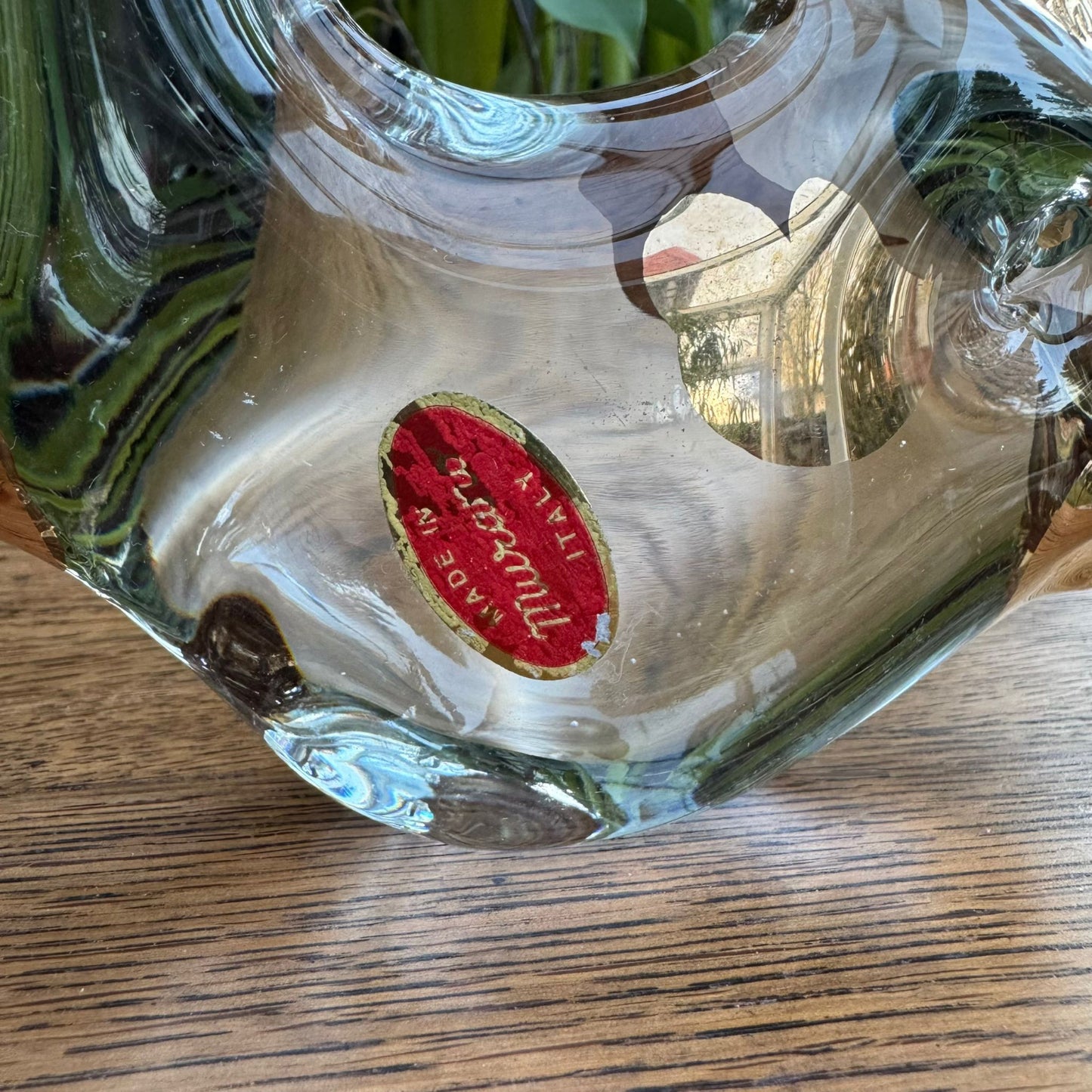 Hand-Blown Murano Glass Fish Figurine – Clear Glass with Gold Accents