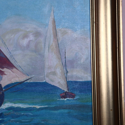 Painting on canvas - Sailboats on the sea