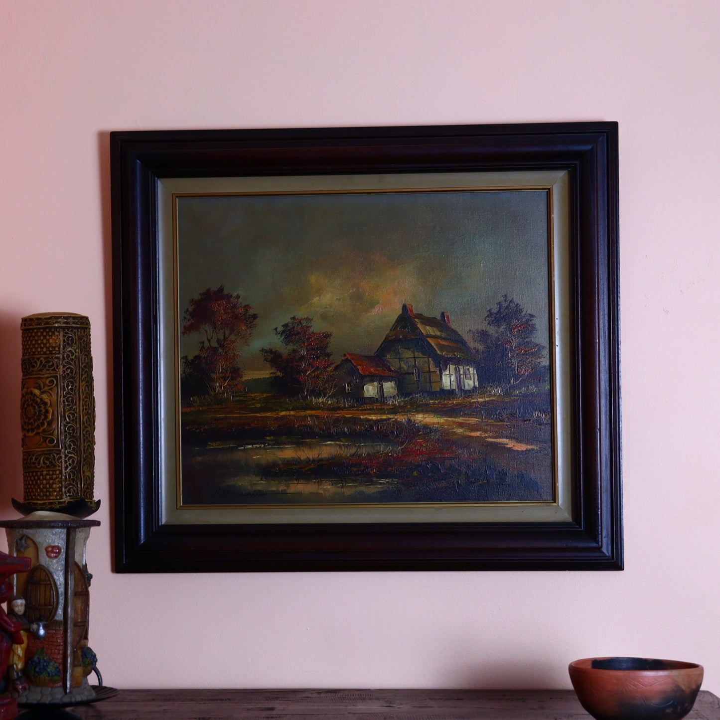 Oil painting of country cottage