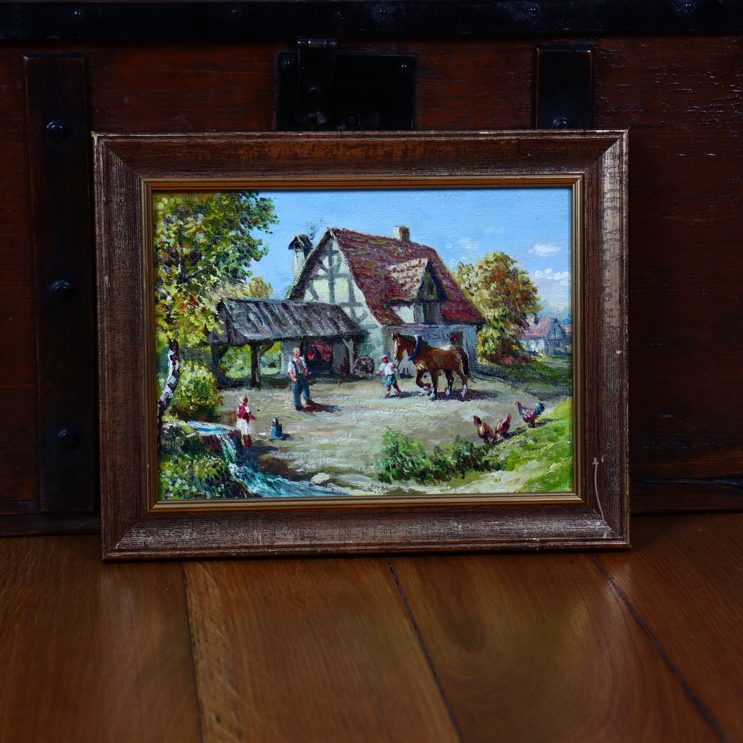 Oil painting of a farm