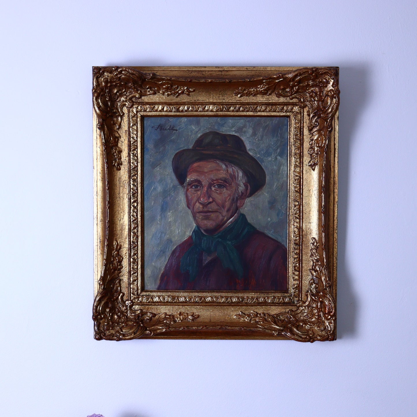 Oil portrait of a man with hat