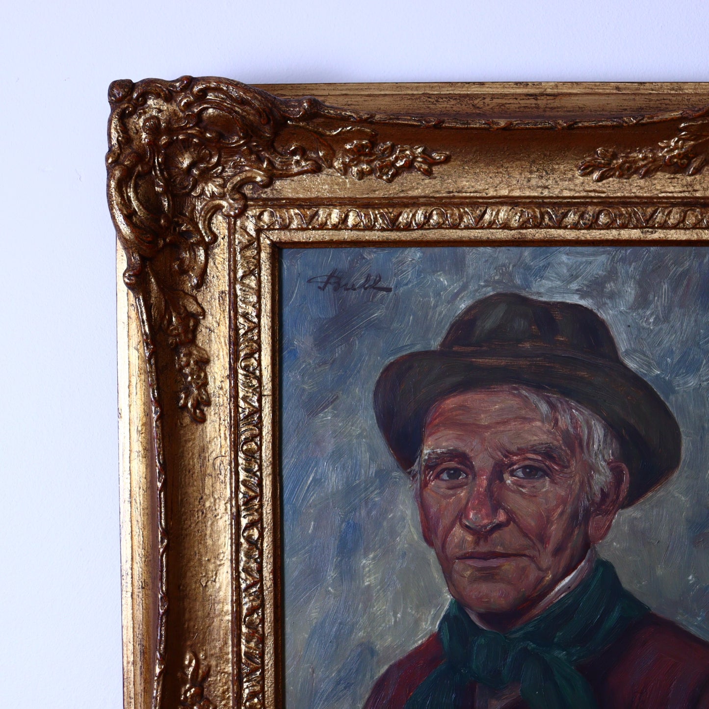 Oil portrait of a man with hat