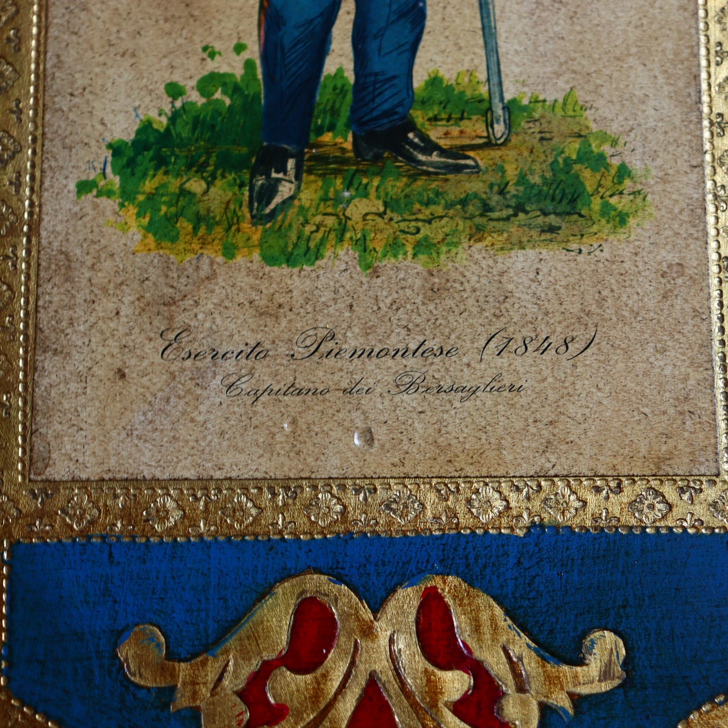 Wall Decoration – Wooden Panel With 19th-Century Piemontese Soldier
