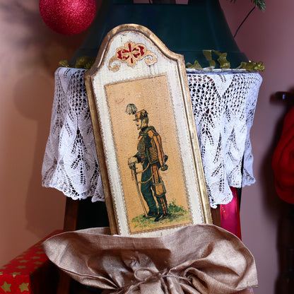 Wall Decoration – Wooden Panel With 19th-Century Italian Soldier