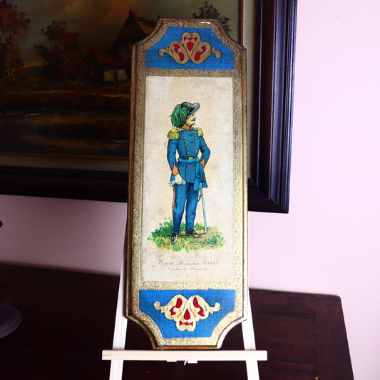 Wall Decoration – Wooden Panel With 19th-Century Piemontese Soldier