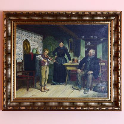 Oil Painting on Canvas – Boy Playing the Violin