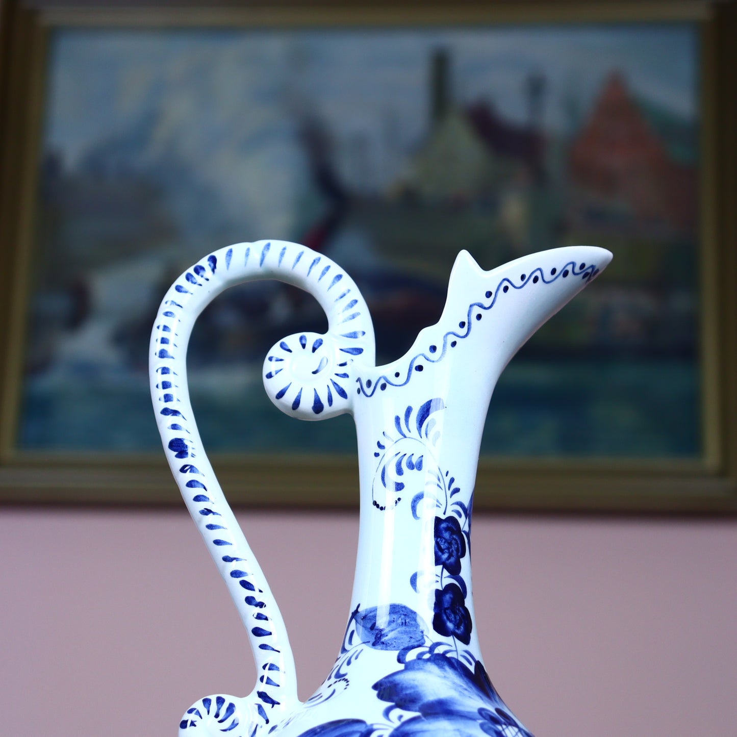 Delft Style Pitcher - Classic Floral Motif