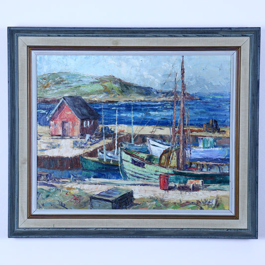 Oil Painting on Canvas – Port Scene in Sandvig