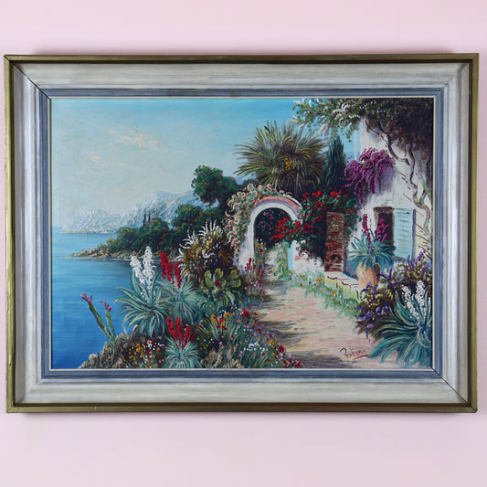 Oil Painting on Canvas – Mediterranean Villa with Garden