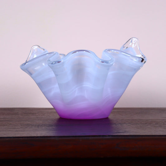 Decorative Murano Bowl – White and Pink Art Glass
