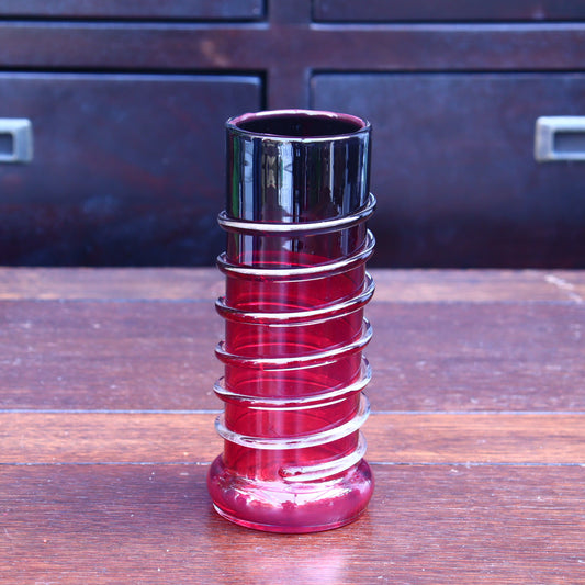 Vintage Glass Vase – Ruby-to-Black