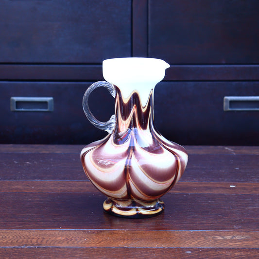 Italian Vase in White and Brown – Carlo Moretti for Opalin Florence
