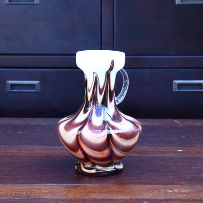 Italian Vase in White and Brown – Carlo Moretti for Opalin Florence