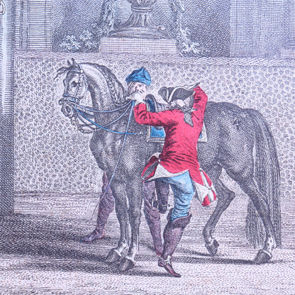 Colored Lithograph – Mounting a Horse for the First Time