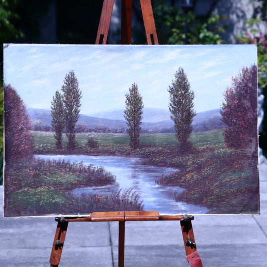 Acrylic Painting - Riverside Landscape