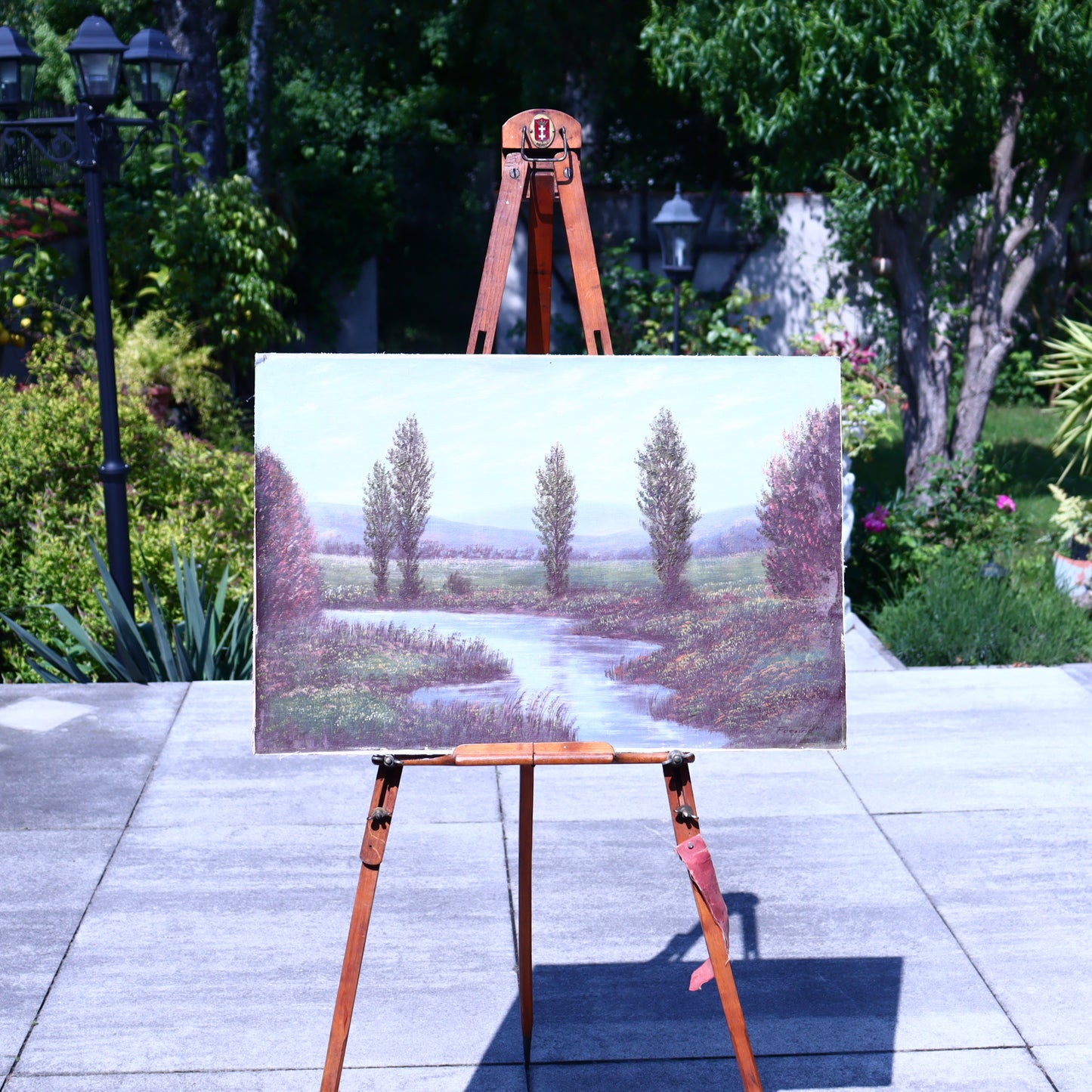 Acrylic Painting - Riverside Landscape