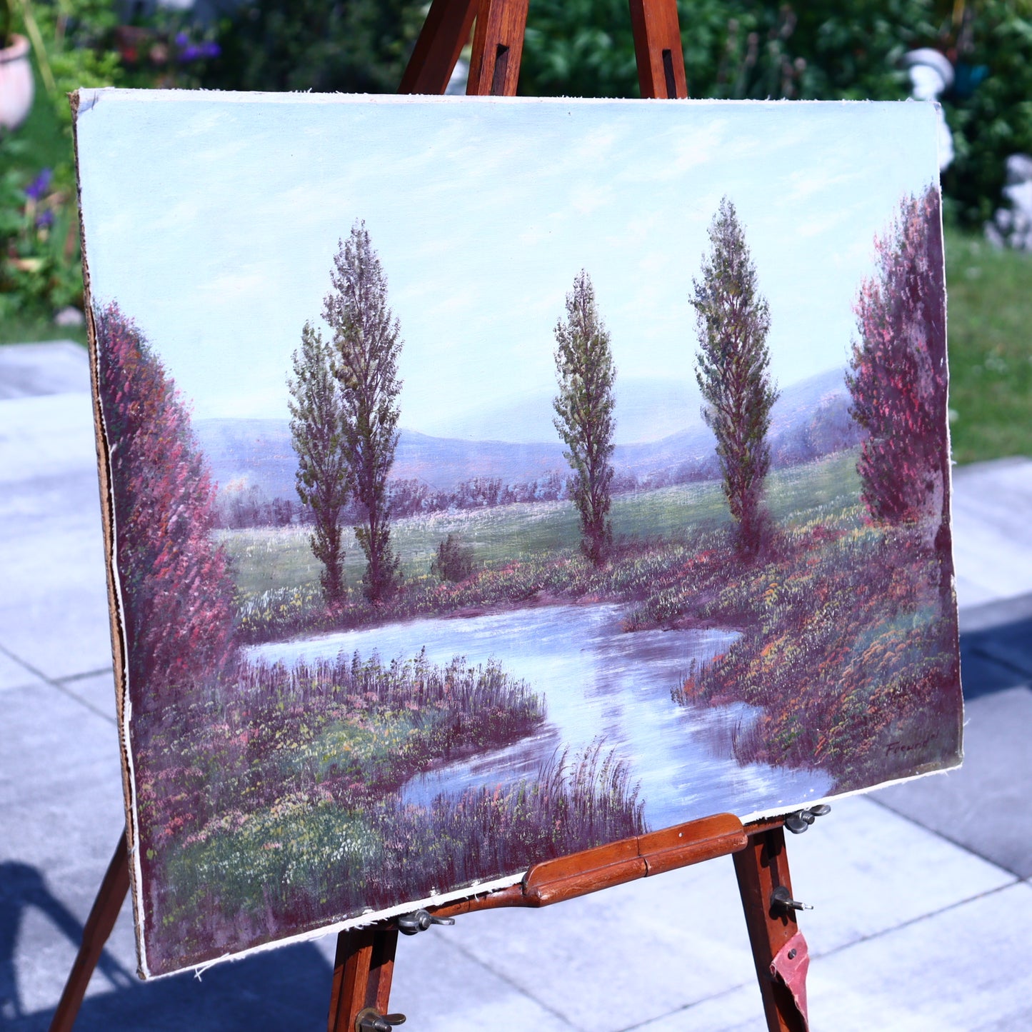 Acrylic Painting - Riverside Landscape