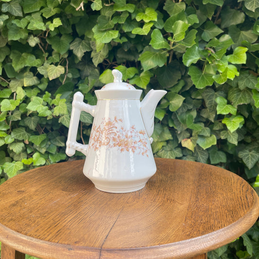 Ceramic Lidded Pitcher – Golden-Botanical Decoration