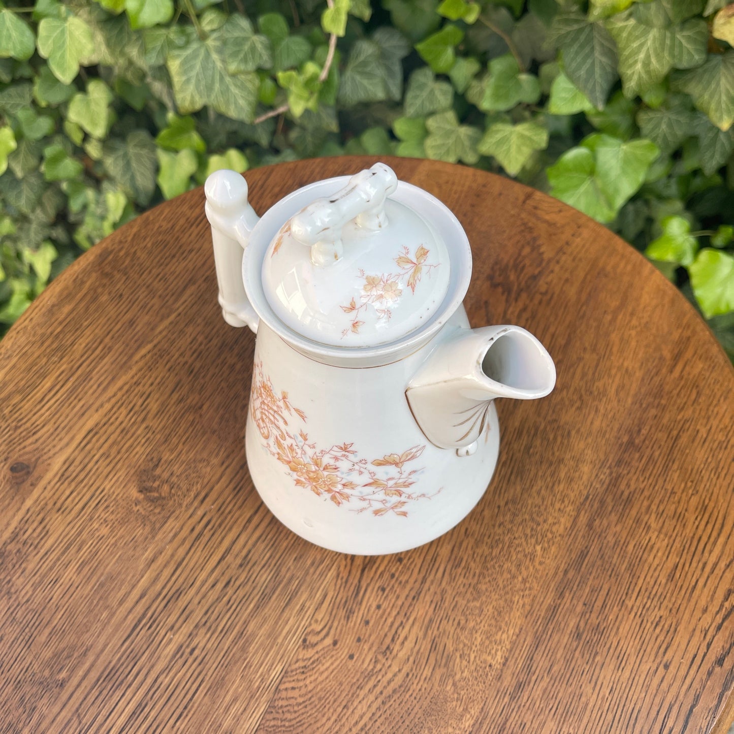 Ceramic Lidded Pitcher – Golden-Botanical Decoration