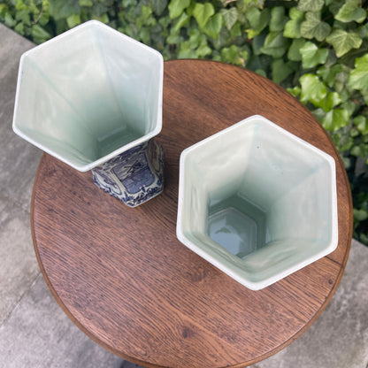 Ceramic Vases – Pair of Hexagonal Blue Delft Vases