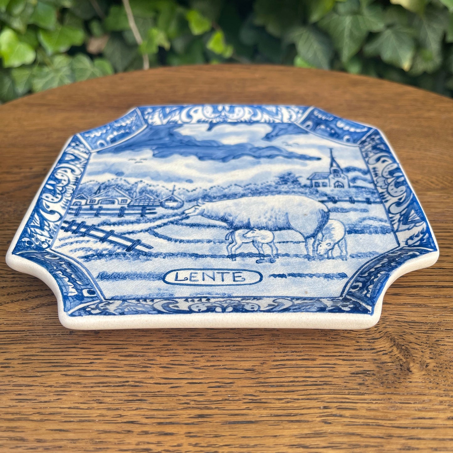 Hand-Painted Delft Style Plate – “Lente” (Spring Scene) #2