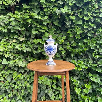 Ceramic Vase with Lid – Hand-Painted Blue Floral Design
