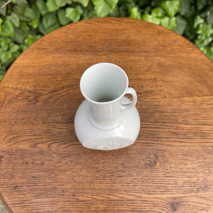 White Porcelain Pitcher-Style Vase with Relief Medallion