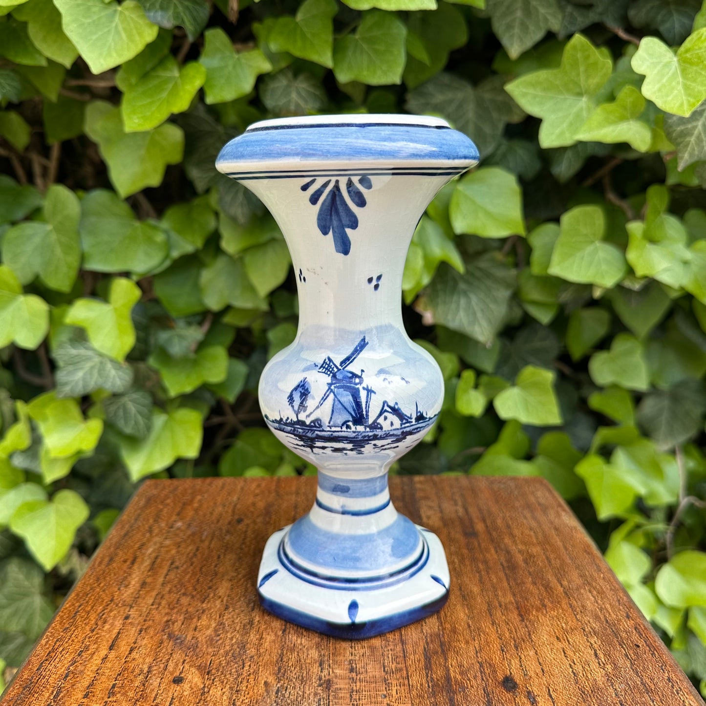 Delft Style Vase - Windmill and Floral Motif