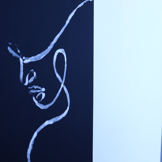Painting on Canvas – Face Outline on Black