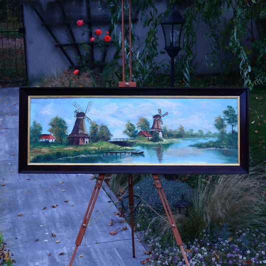 Oil on Canvas – Windmills On The River