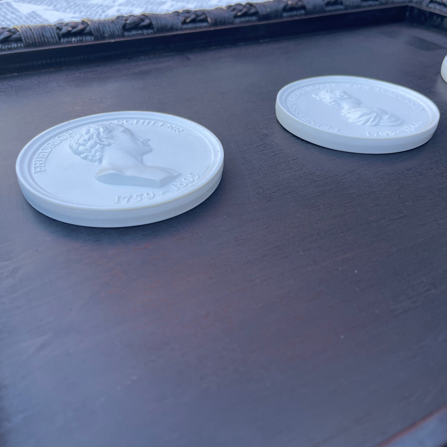 Set of three Meissen porcelain portrait medallions