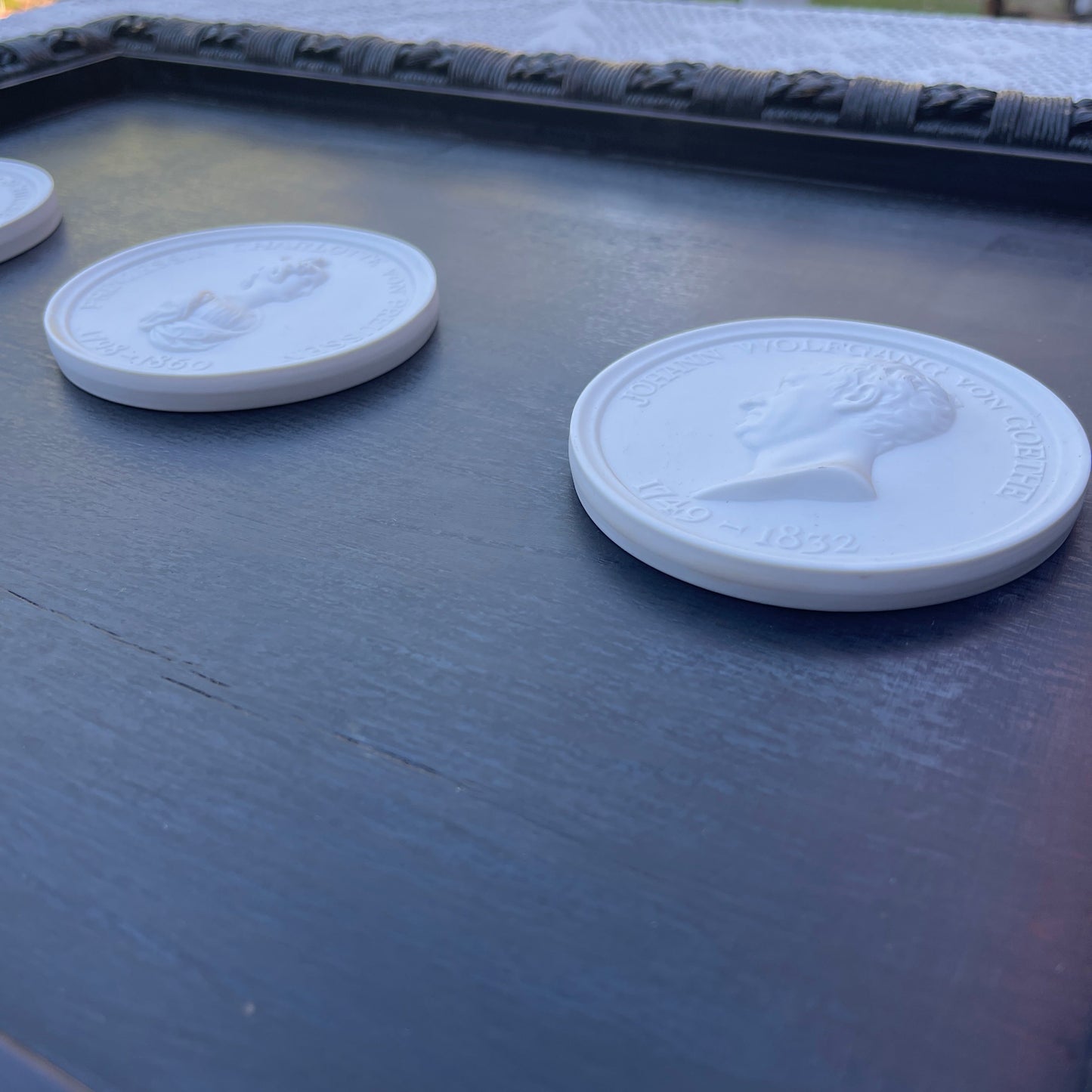 Set of three Meissen porcelain portrait medallions