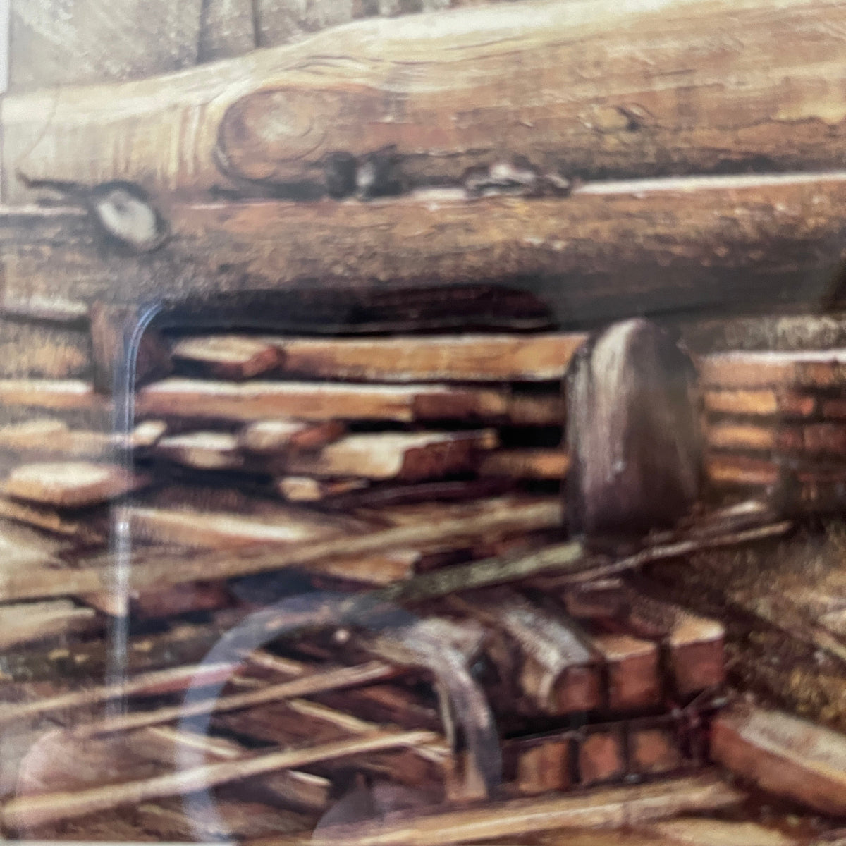 Stack of wooden logs with a blurred background